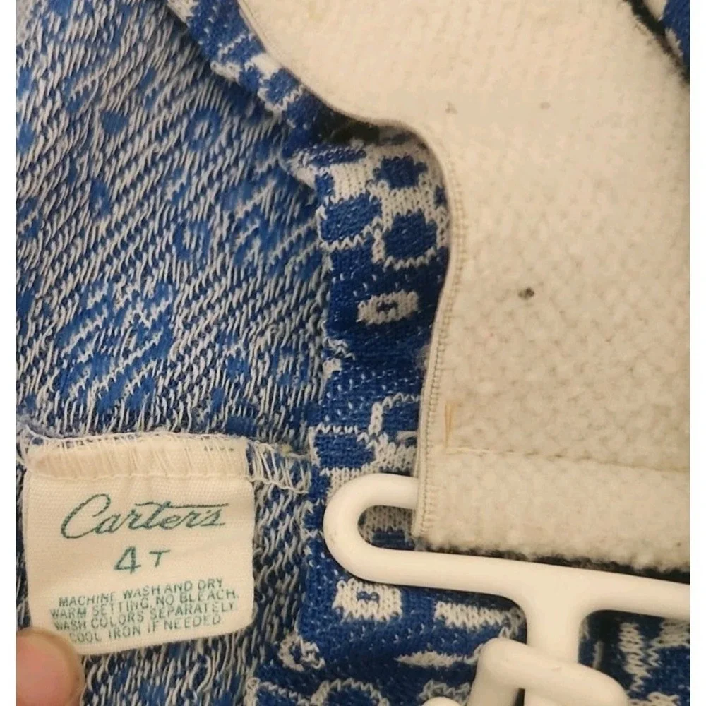 Vintage Carters‎ Belted Girls Blue White Floral Shorts Size 4T Retro